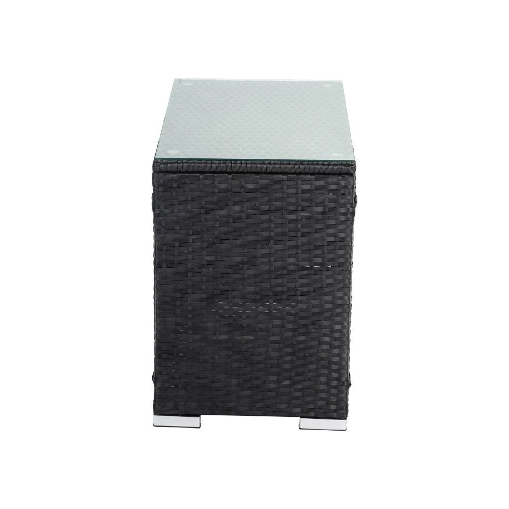 Outdoor Wicker End Table - Black