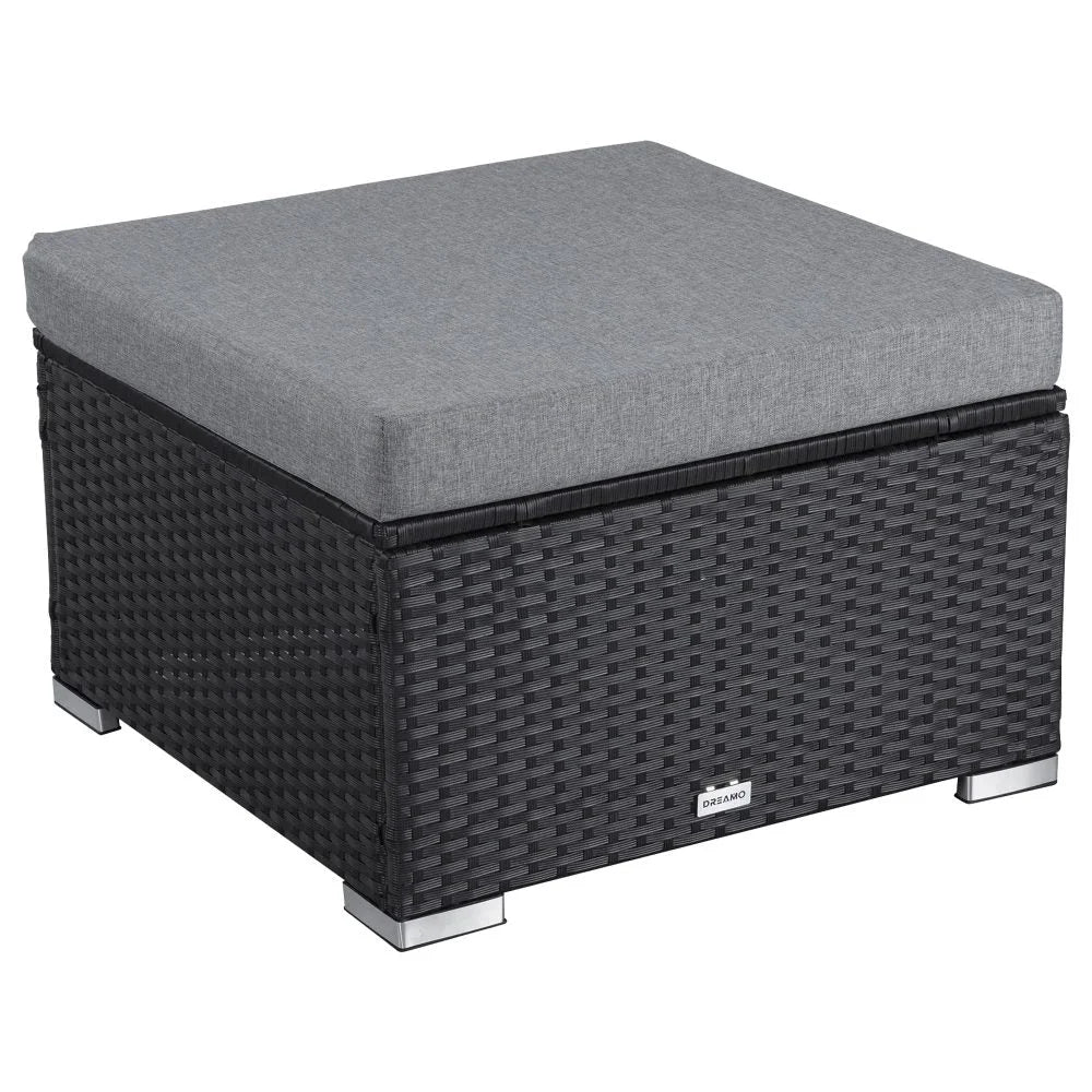 Outdoor wicker ottoman in Black - Furniture > Outdoor >