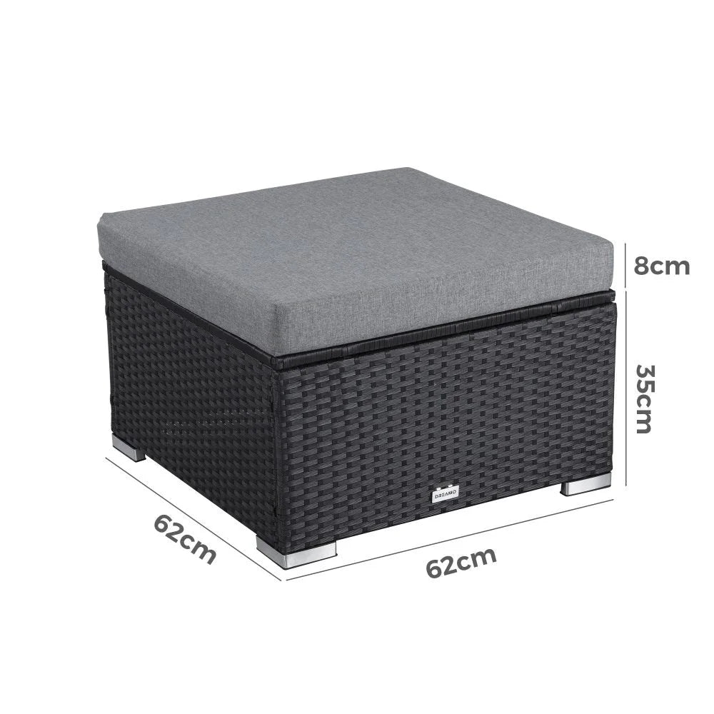 Outdoor wicker ottoman in Black - Furniture > Outdoor >
