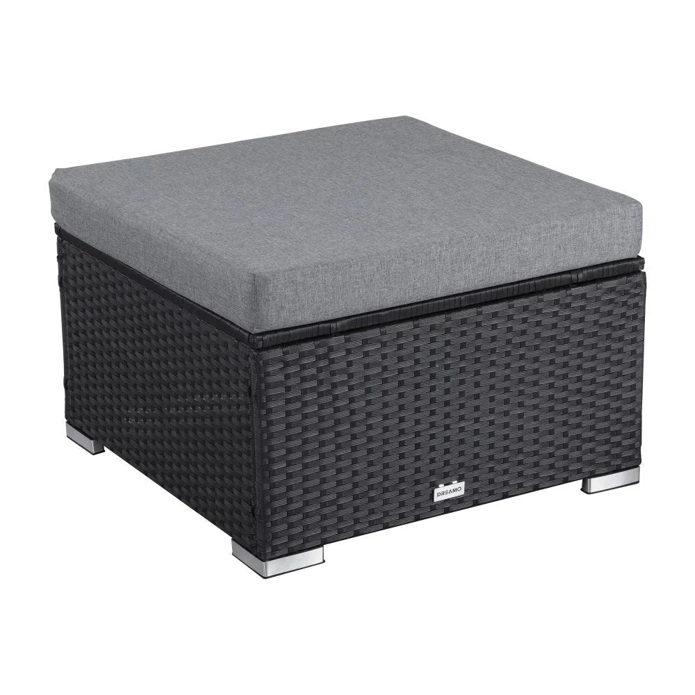 Outdoor wicker ottoman in Black - Furniture > Outdoor >