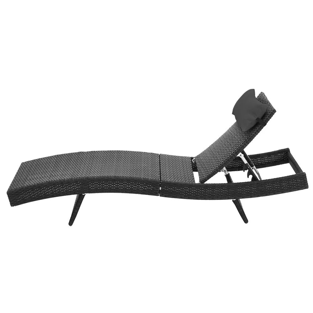 Outdoor Wicker Sun Lounge - Black - Outdoor