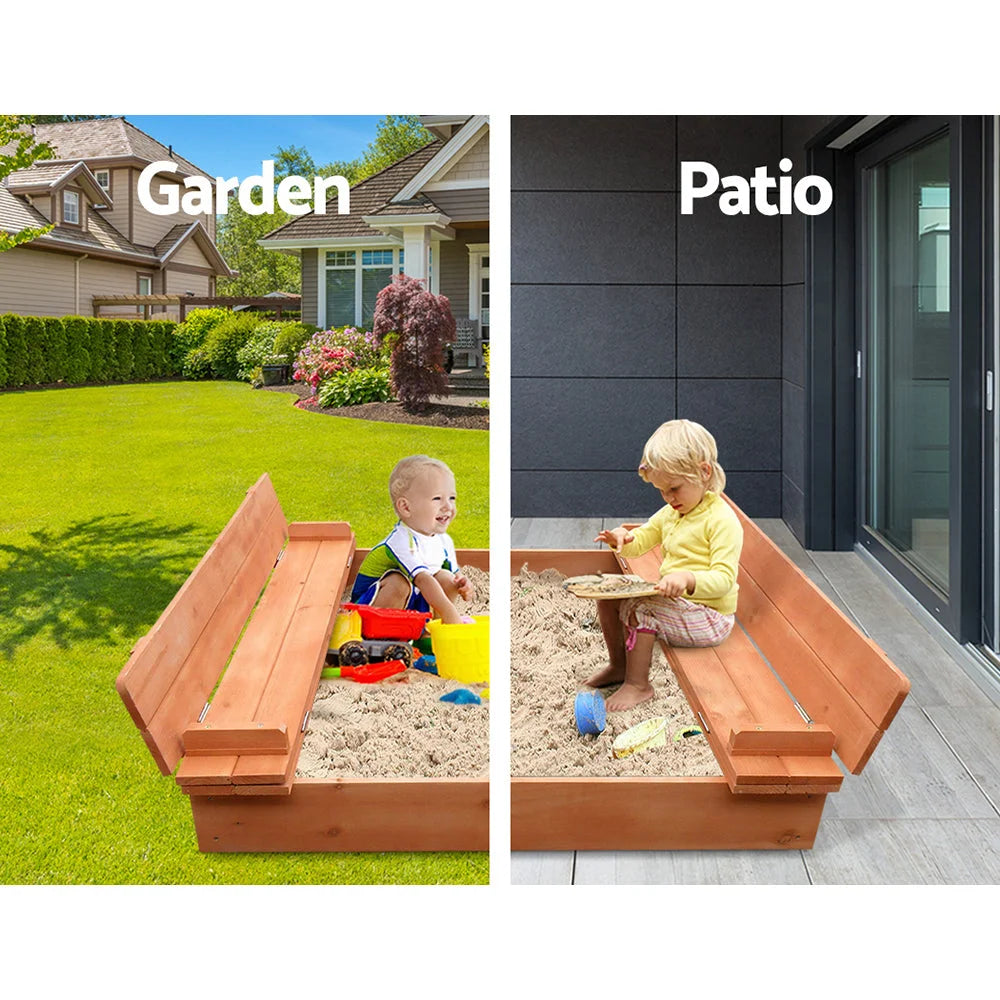 Outdoor sandpit set with colour matched pieces and support fittings