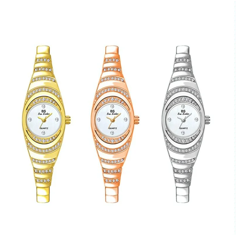 Oval Chain Watch with Diamonds for Women - Rose Gold