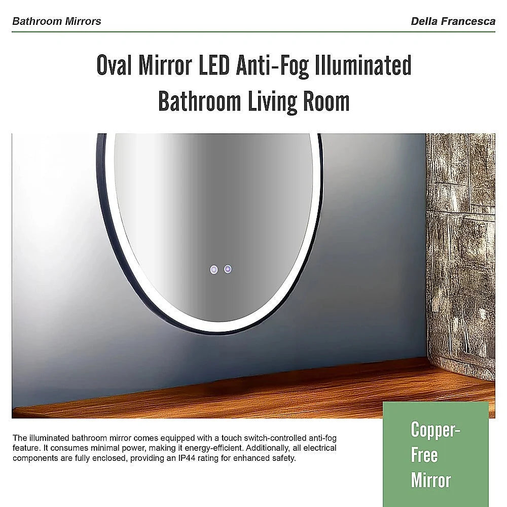 Oval Mirror LED Anti-Fog Illuminated Bathroom Living Room
