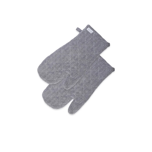 Oven Gloves Rans Herringbone Cotton Set of 2 - Black - Home