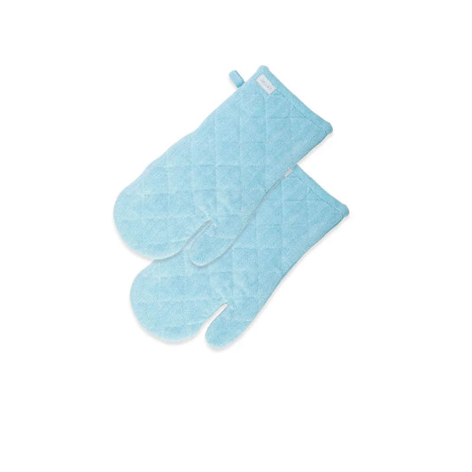 Oven Gloves Rans Herringbone Cotton Set of 2 - Blue - Home