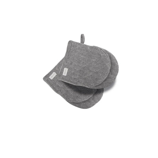 Oven Mini Gloves Rans Herringbone Cotton Set of 2 - Black