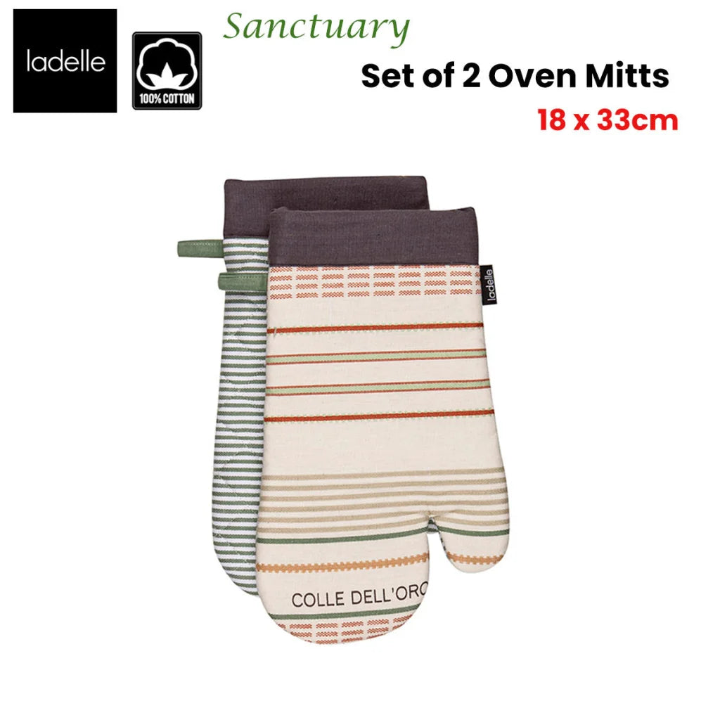 Oven Mitt Ladelle Sanctuary Cream Set of 2 - 18 x 33 cm