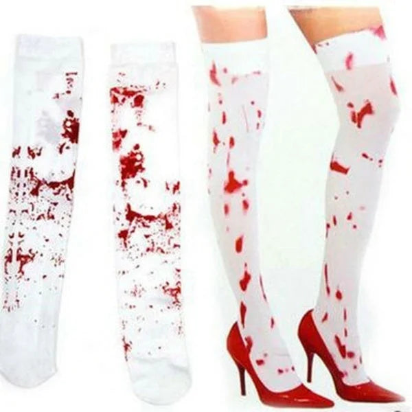 OVER THE KNEE SOCKS Fake Red Blood Stained Bloody Halloween