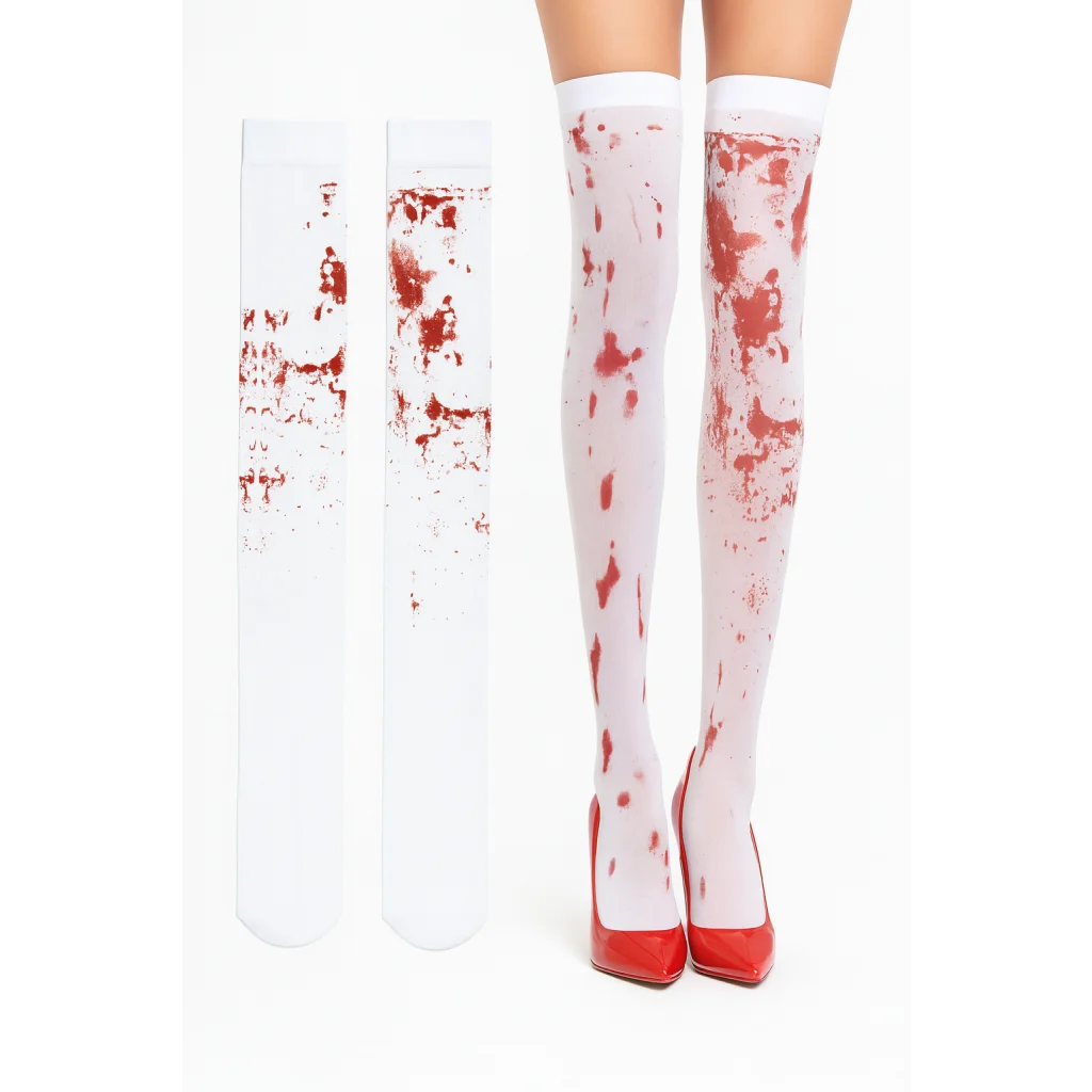 OVER THE KNEE SOCKS Fake Red Blood Stained Bloody Halloween