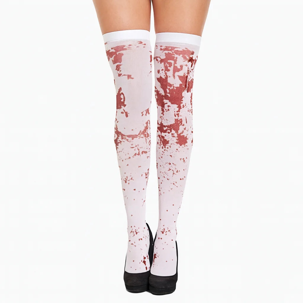 OVER THE KNEE SOCKS Fake Red Blood Stained Bloody Halloween