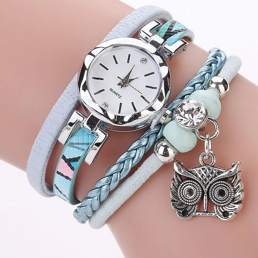 Owl Pendant Bracelet Watch for Women - Small Dial - Milk