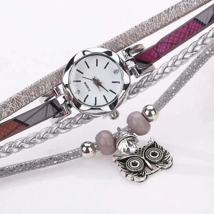 Owl Pendant Bracelet Watch for Women - Small Dial - Milk