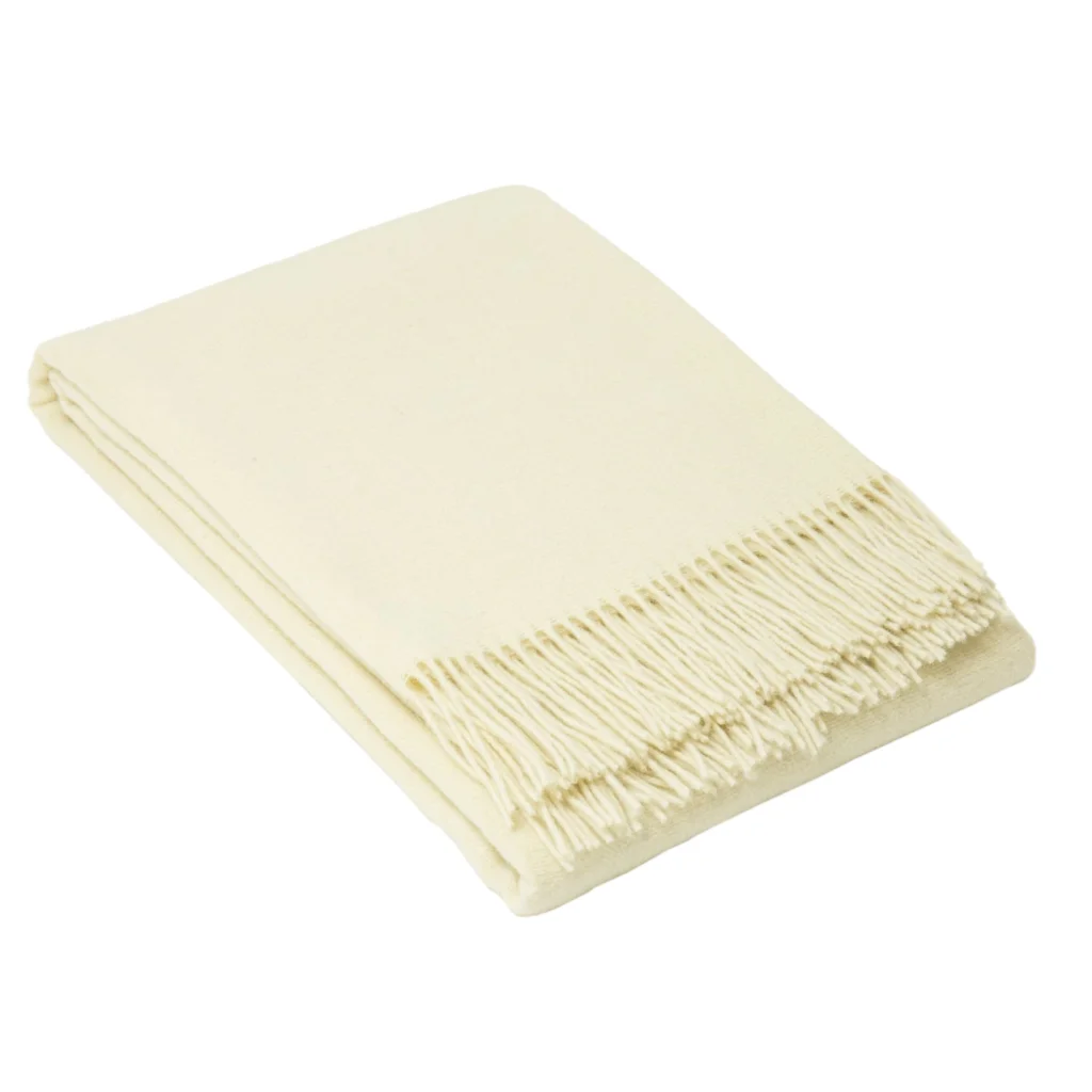 Oxford Throw Blanket Merino Wool Blend - Ivory - Furniture
