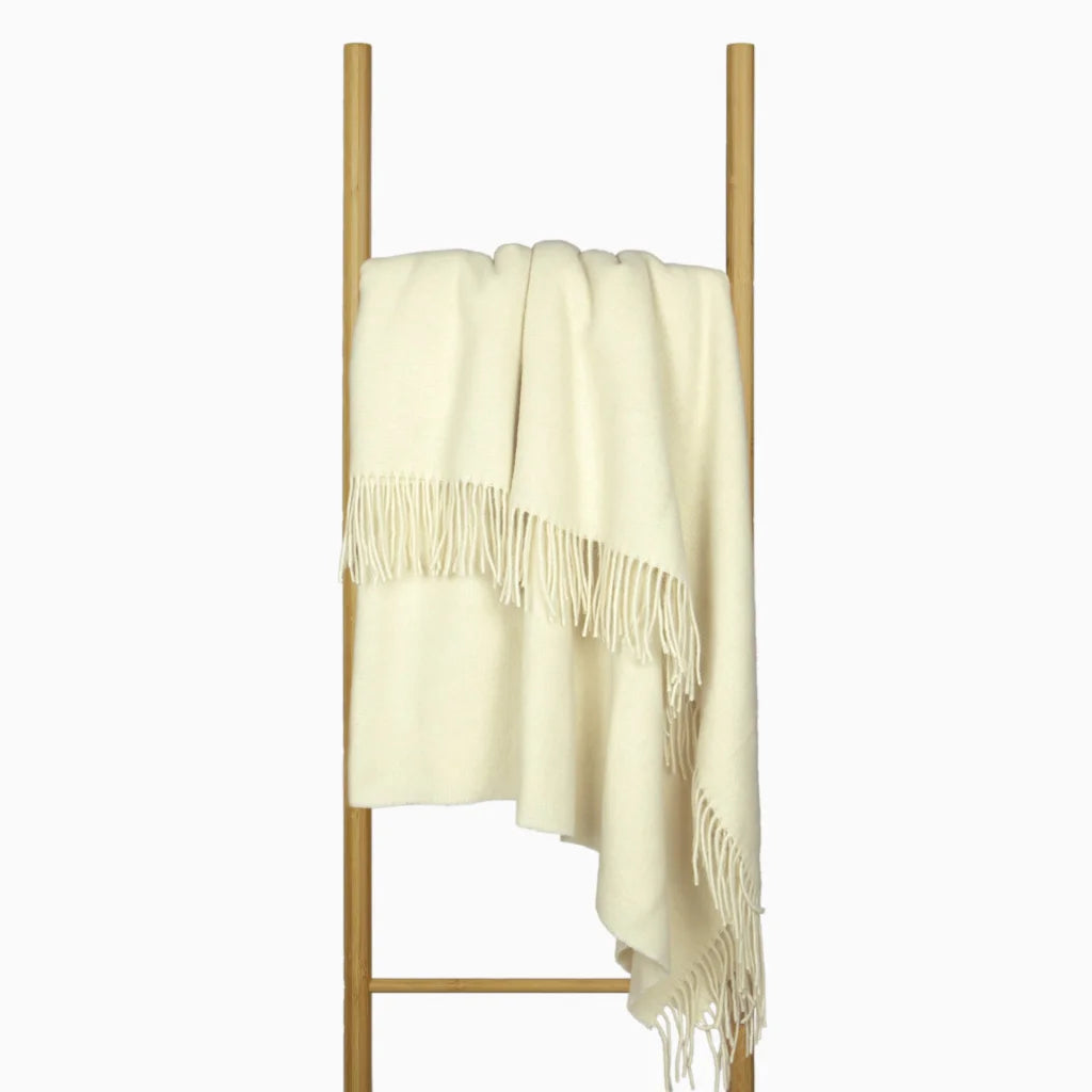 Oxford Throw Blanket Merino Wool Blend - Ivory - Furniture