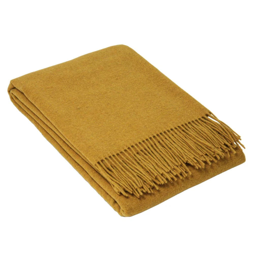 Oxford Throw Blanket Merino Wool Blend - Mustard - Furniture