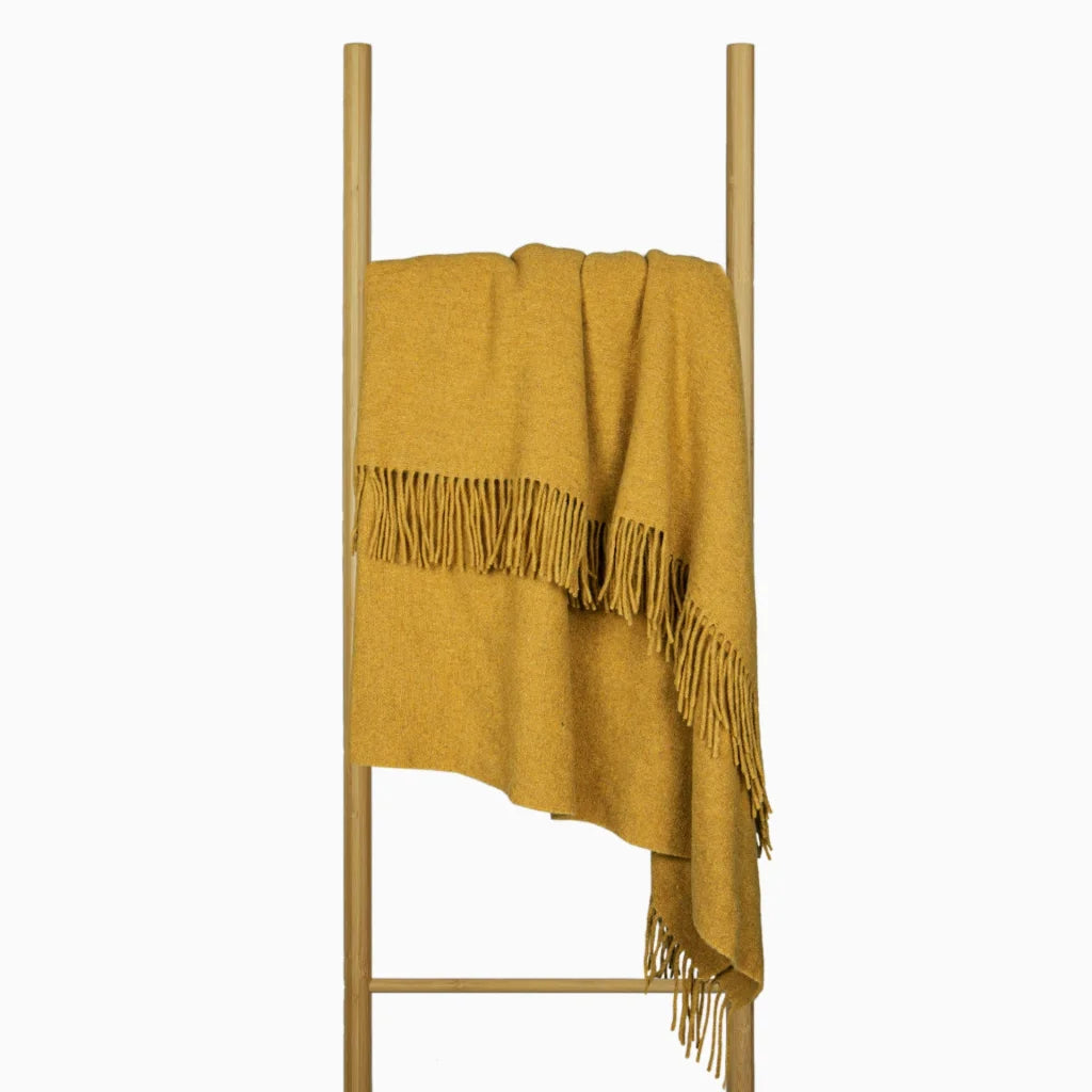 Oxford Throw Blanket Merino Wool Blend - Mustard - Furniture