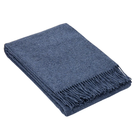 Oxford Throw Blanket Merino Wool Blend - Navy - Furniture