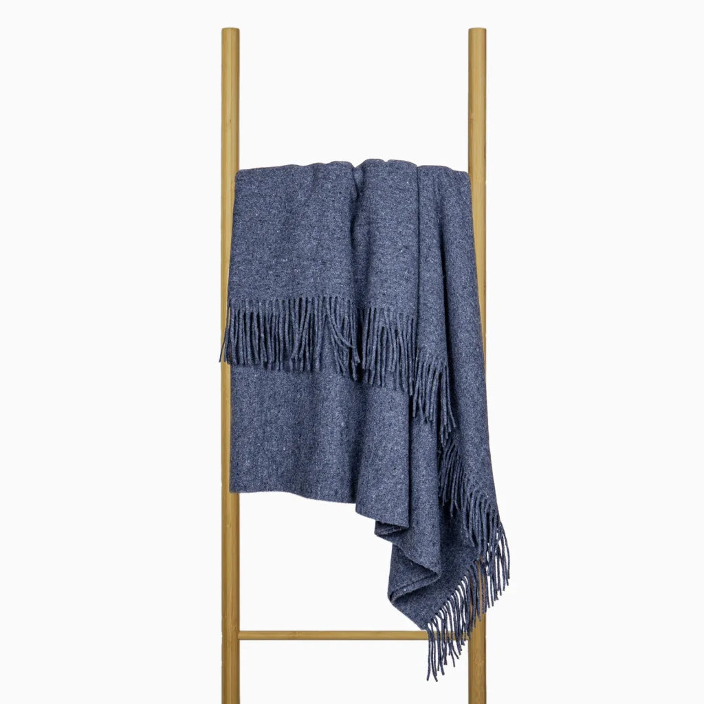 Oxford Throw Blanket Merino Wool Blend - Navy - Furniture