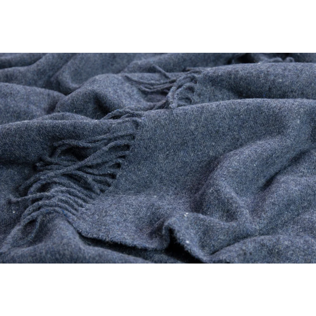Oxford Throw Blanket Merino Wool Blend - Navy - Furniture