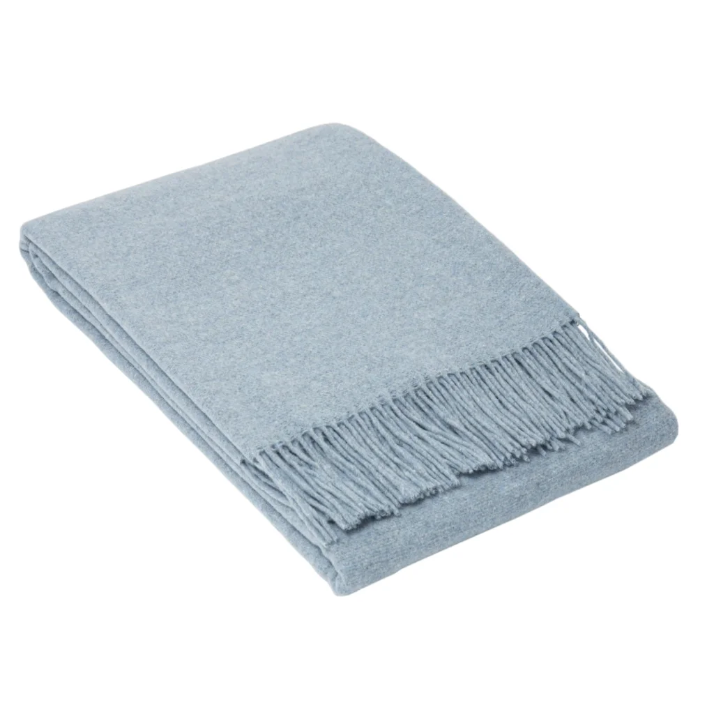 Oxford Throw Blanket Merino Wool Blend - Sky Blue