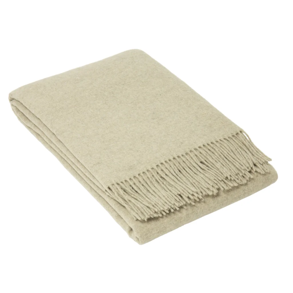Oxford Throw Blanket Merino Wool Blend - Stone - Furniture