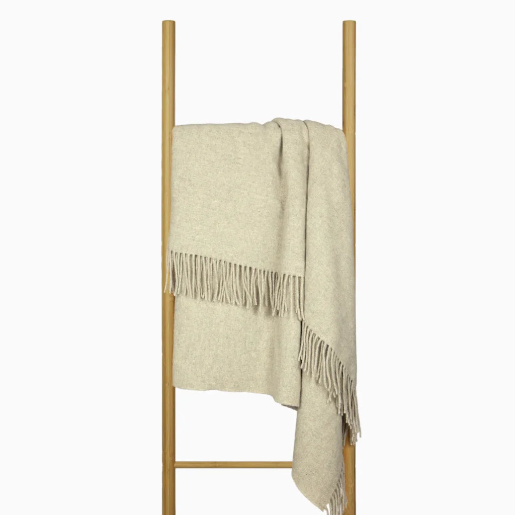 Oxford Throw Blanket Merino Wool Blend - Stone - Furniture