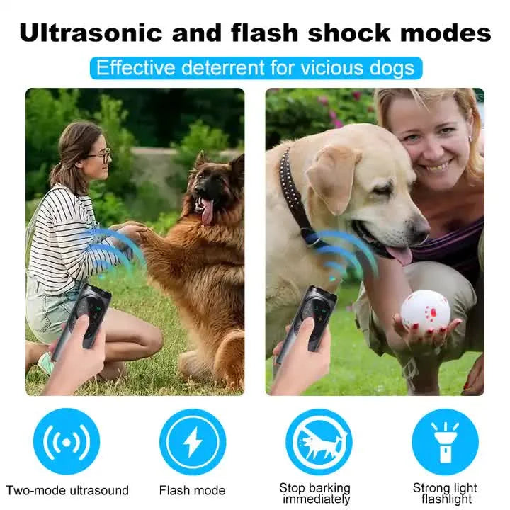 P10 Black Ultrasonic Dog Repellent Device - Dual-Mode