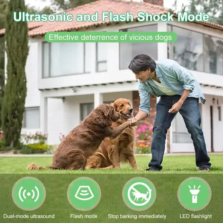 P9 Ultrasonic Dog Repellent Device - Dual-Mode Flashlight