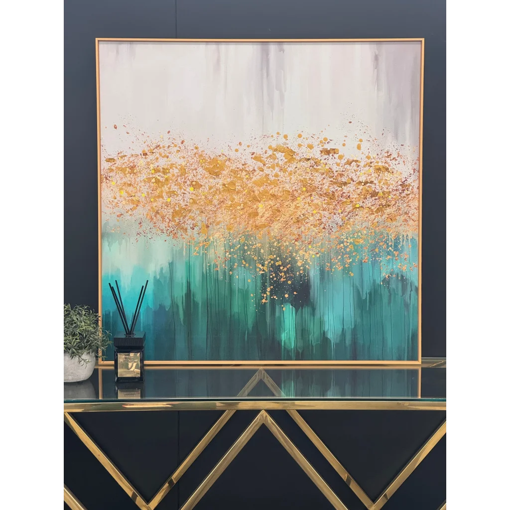 Pacific Green Square Framed Canvas Wall Art - Small - Home