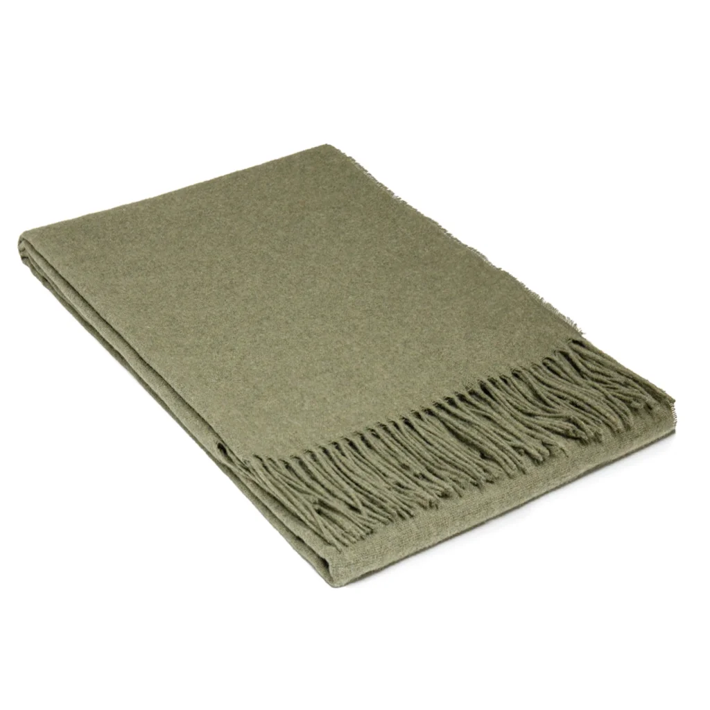 Paddington Throw Blanket - Fine Wool Blend - Olive