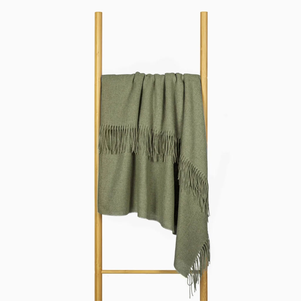 Paddington Throw Blanket - Fine Wool Blend - Olive