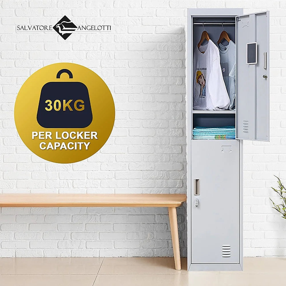 Padlock-Operated Lock 2-Door Vertical Locker for Office Gym
