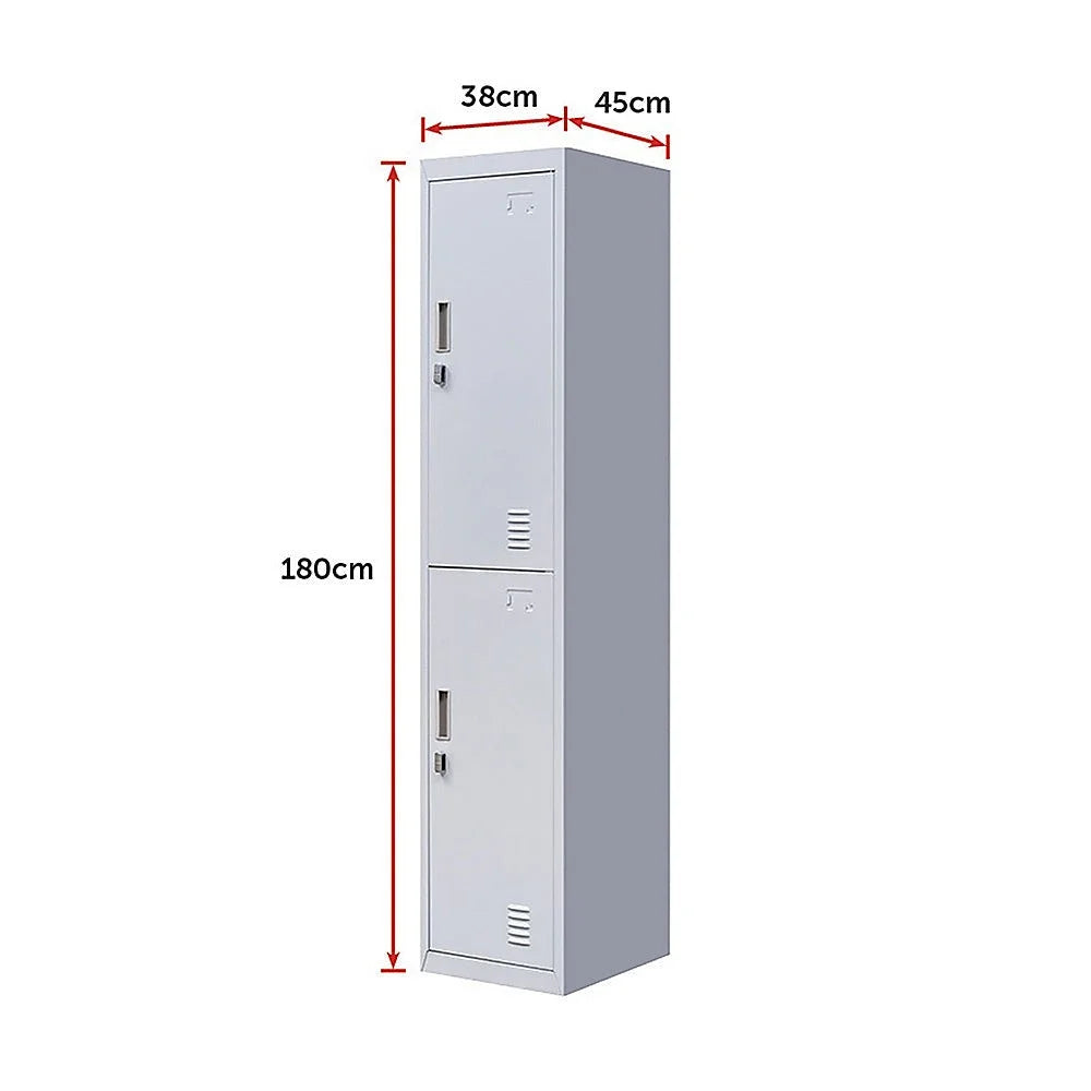 Padlock-Operated Lock 2-Door Vertical Locker for Office Gym
