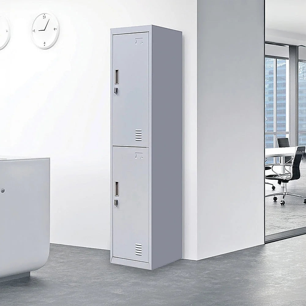 Padlock-Operated Lock 2-Door Vertical Locker for Office Gym