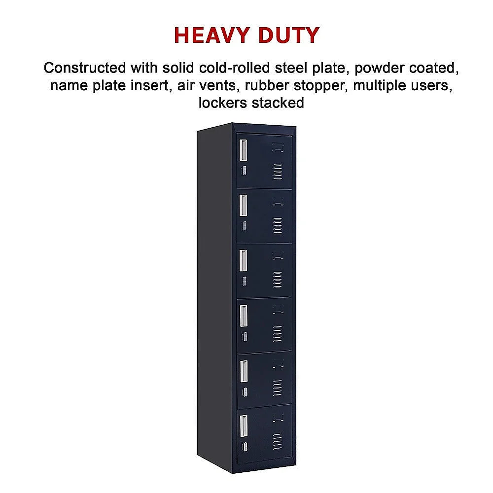 Padlock-Operated Lock 6-Door Locker for Office Gym Shed