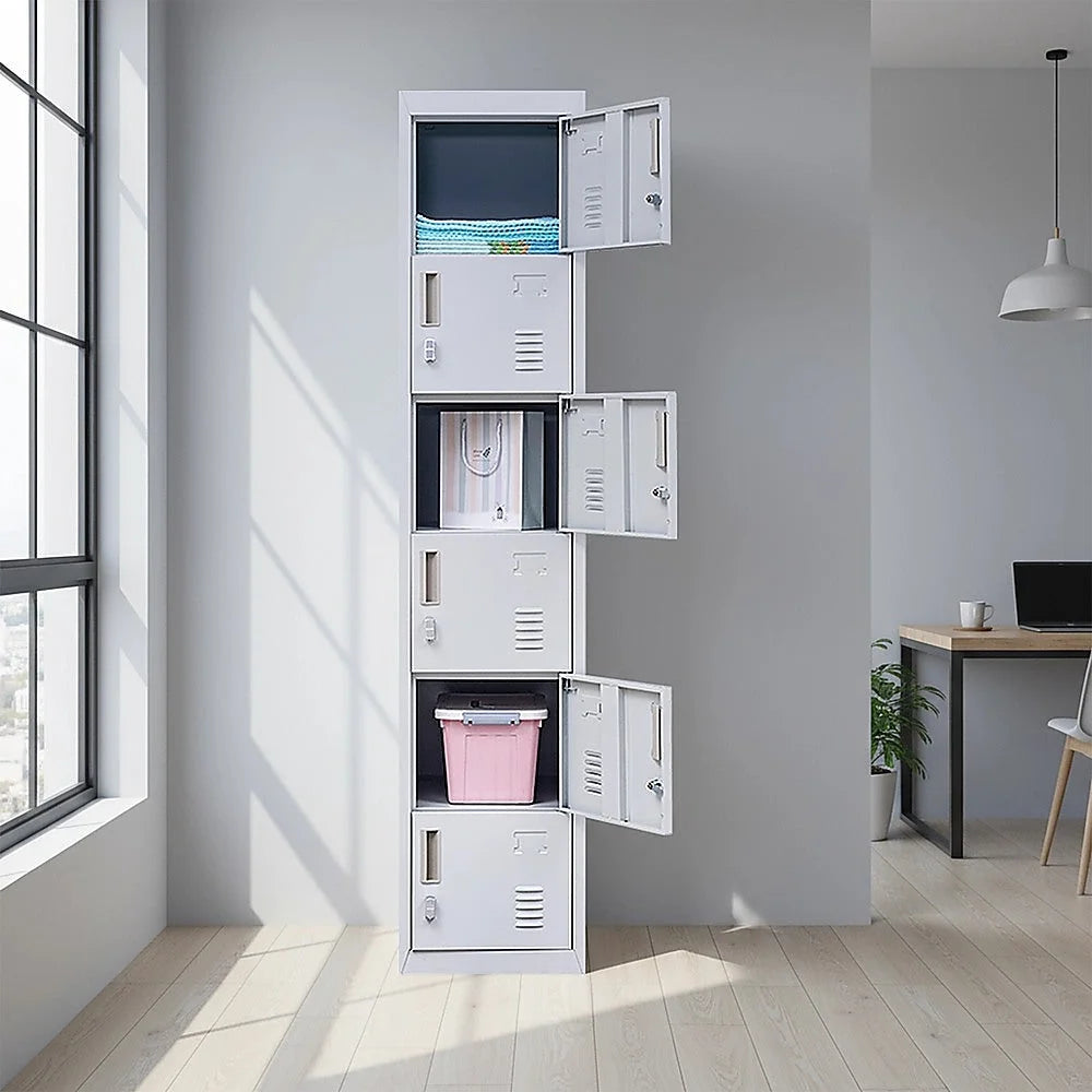 Padlock-Operated Lock 6-Door Locker for Office Gym Shed