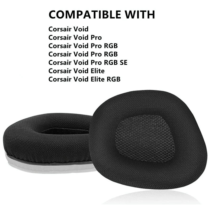 Pair Of Black Grid Earpads For Corsair Void Pro Elite-1915197970039574530