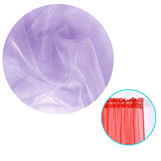 Pair of Organza Sheer Rod Pocket Curtains Lilac - Home &