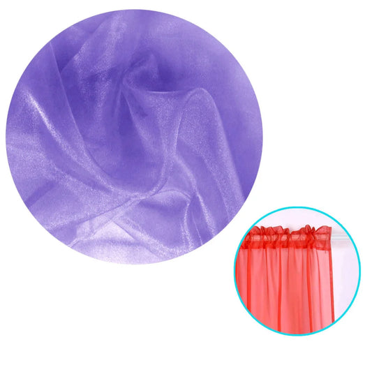 Pair of Organza Sheer Rod Pocket Curtains Purple - Home &
