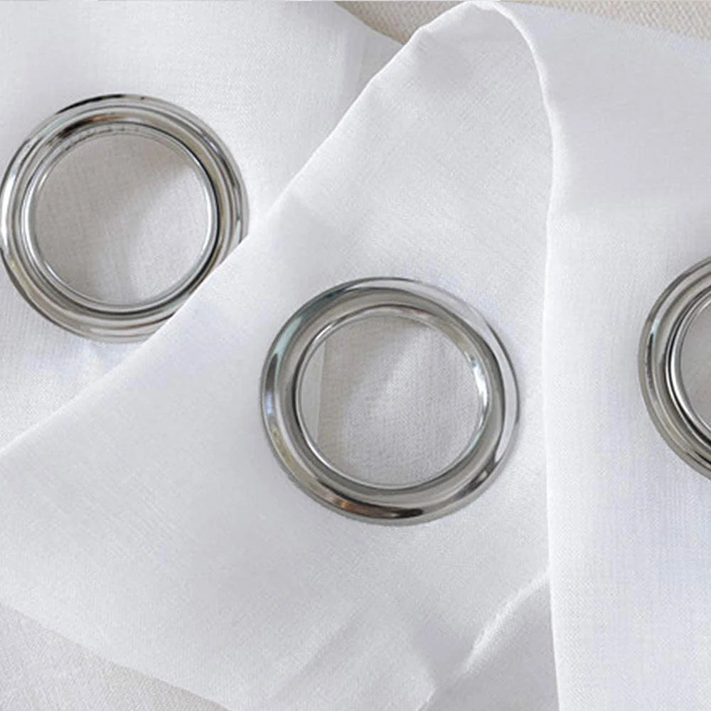 Pair of White Eyelet Sheer Curtains 140 x 225cm - Home &