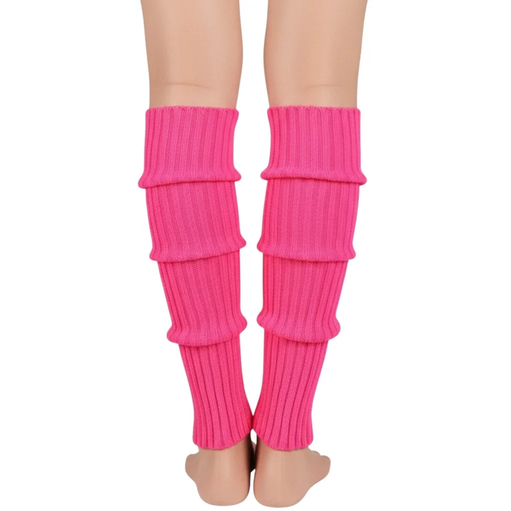 Pair of Womens Leg Warmers Disco Winter Knit Dance Party