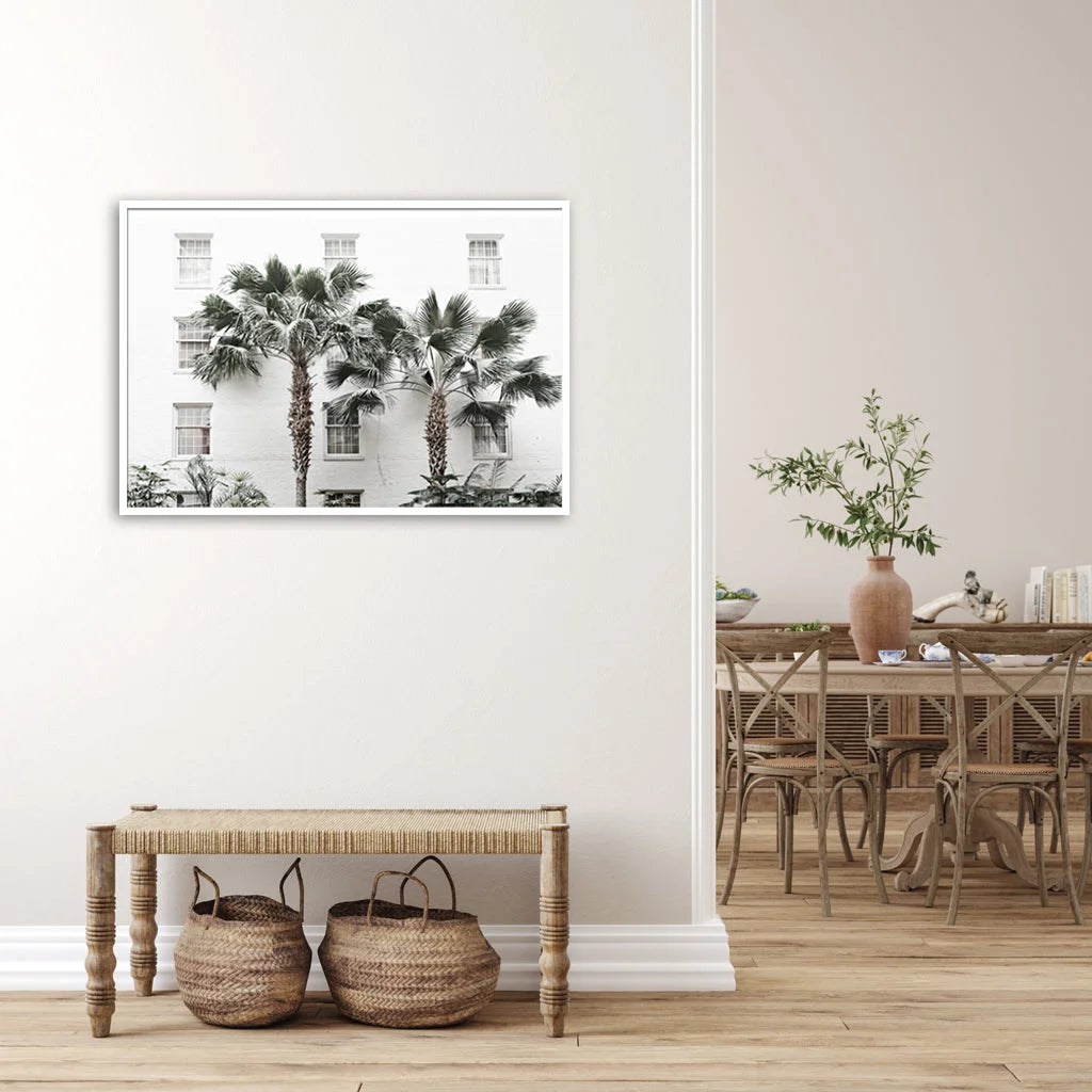 Palm Tree Canvas Wall Art White Frame 60cm x 90cm - Spring