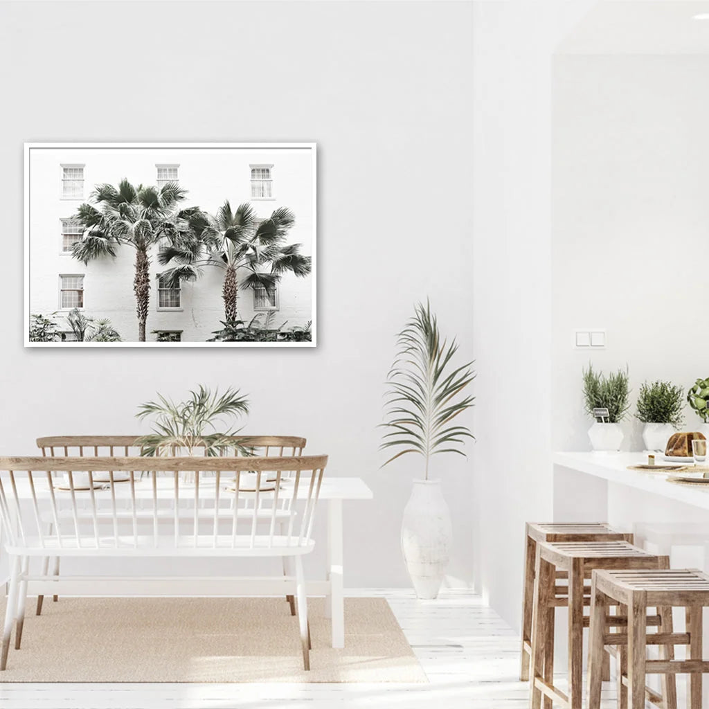 Palm Tree Canvas Wall Art White Frame 70cm x 100cm - Spring