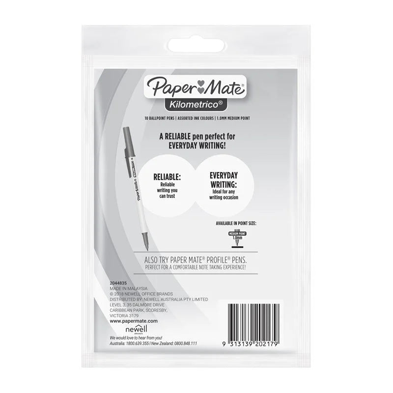 PAPER MATE Kilometrico Assorted Pack 10 Box of 12 - Home &