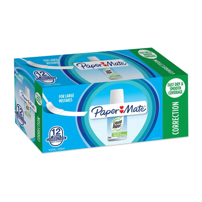PAPER MATE LP Correction Fluid 20ml Box of 12 - Occasions