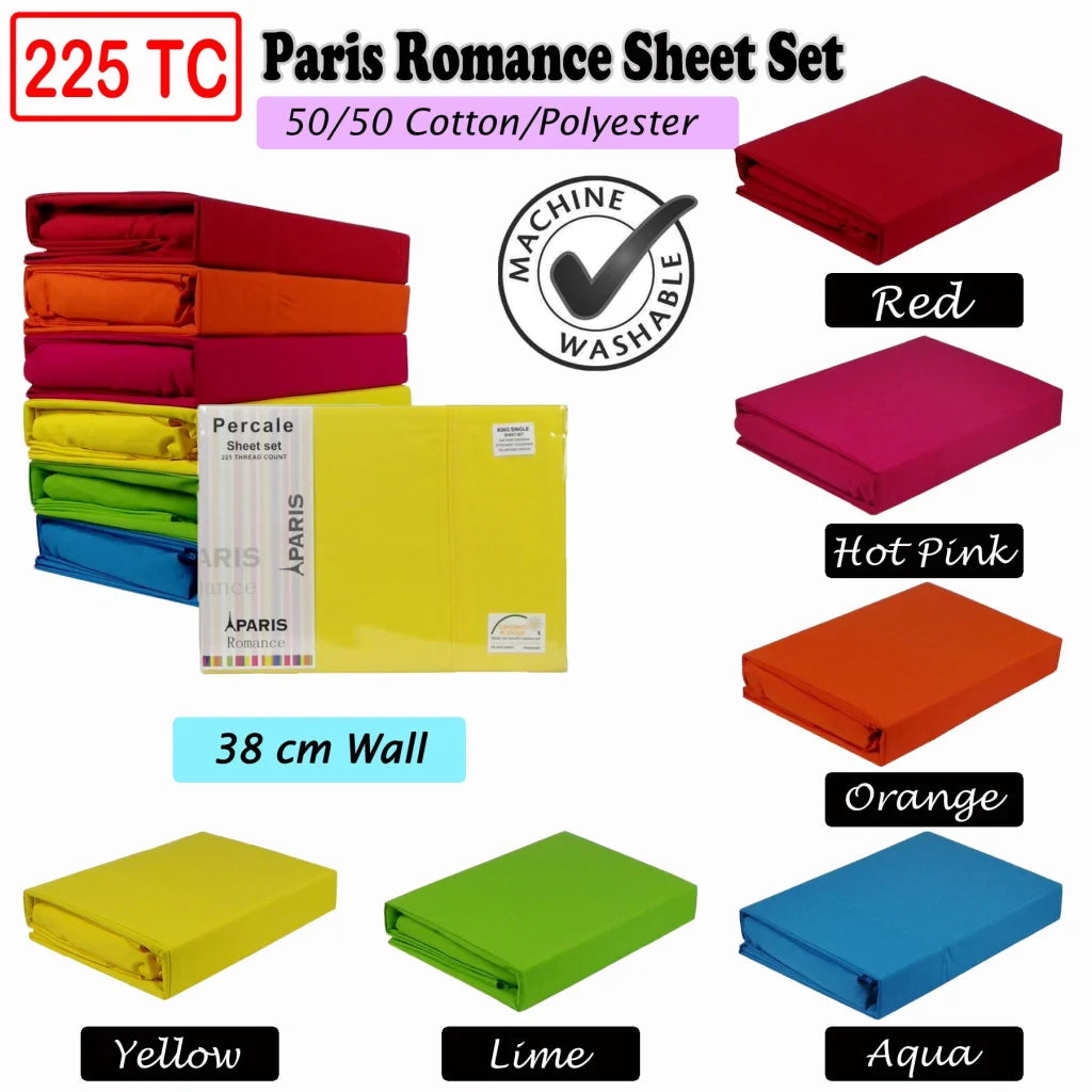 Paris Romance Sheet Set 225TC - Red DOUBLE - Home & Garden