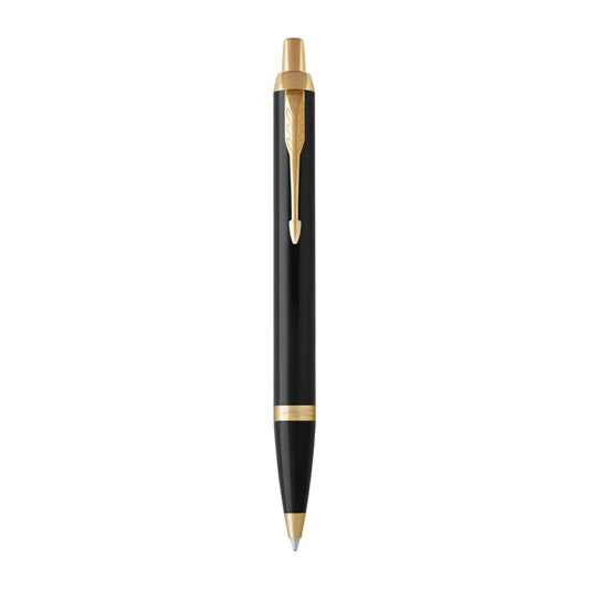 PARKER IM Black Gold Trim Ball Pen Medium Blue