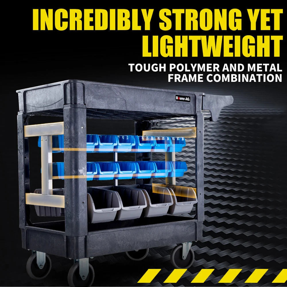 Parts Bin Trolley Mobile Tool Workshop Utility Storage Cart