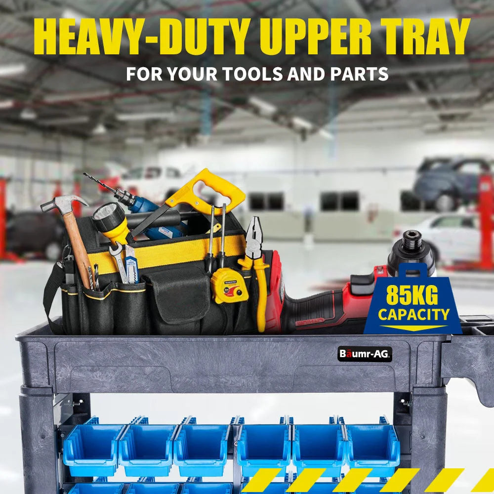 Parts Bin Trolley Mobile Tool Workshop Utility Storage Cart